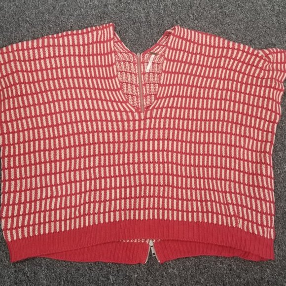 FREE PEOPLE Cotton V-Neck Poncho-Like Exposed Back Zipper Sweater - Picture 2 of 12